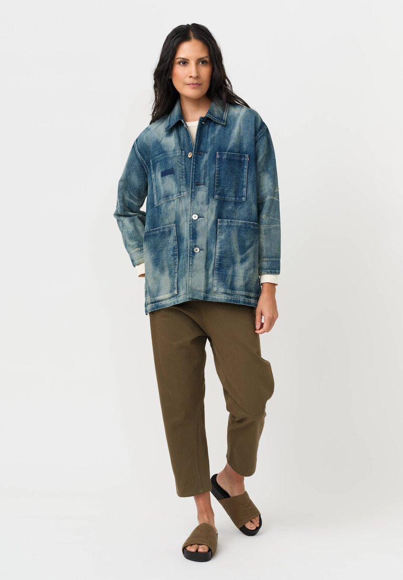 Cottle "Sand Beach, Champêtre Bouquet" Denim Coverall Jacket in Sun Fade Blue