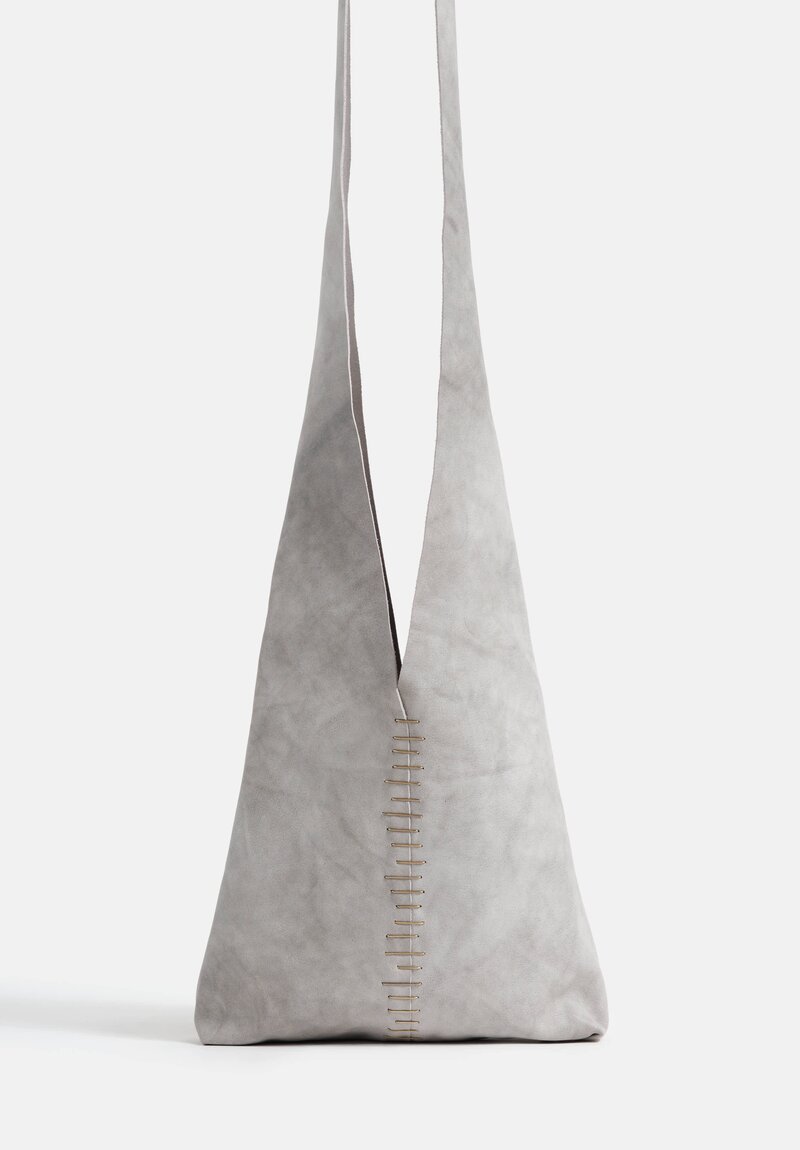 m.a+ Handmade Soft Leather & Sterling Silver Embellished Small Tote Bag in Carbon Grey
