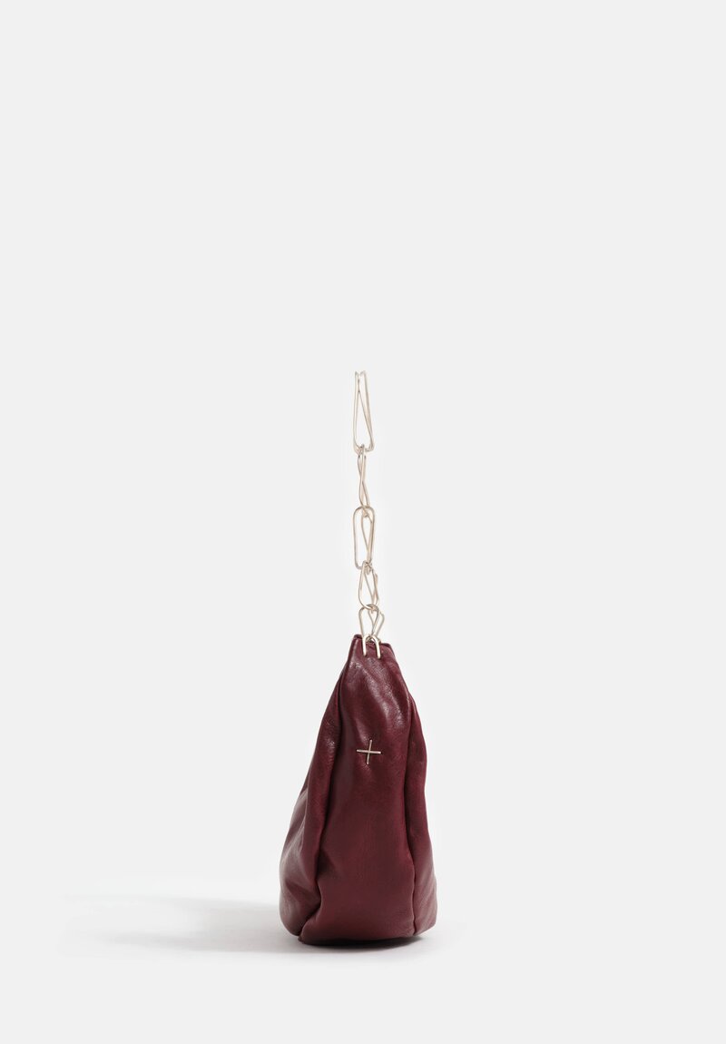 m.a+ Handmade Chain & Leather Crescent Bag in Aubergin Red