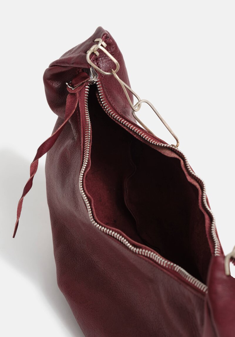 m.a+ Handmade Chain & Leather Crescent Bag in Aubergin Red