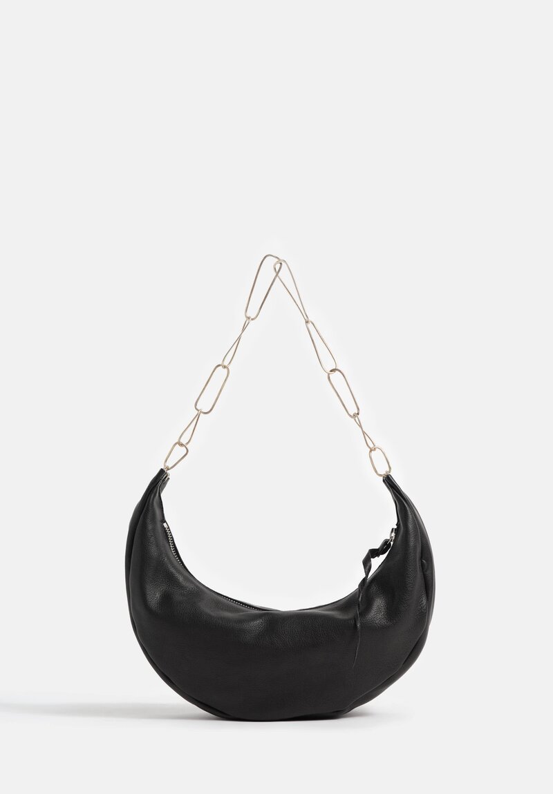 m.a+ Handmade Chain & Leather Crescent Bag in Black