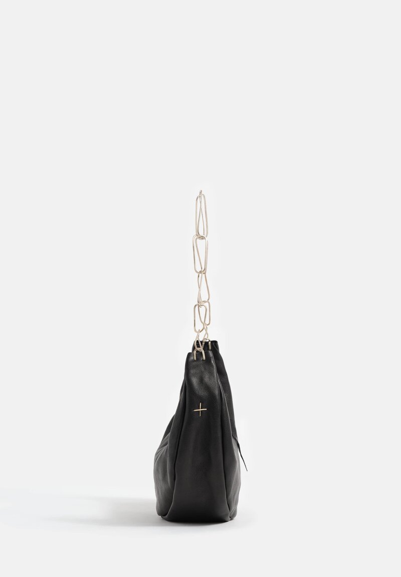 m.a+ Handmade Chain & Leather Crescent Bag in Black