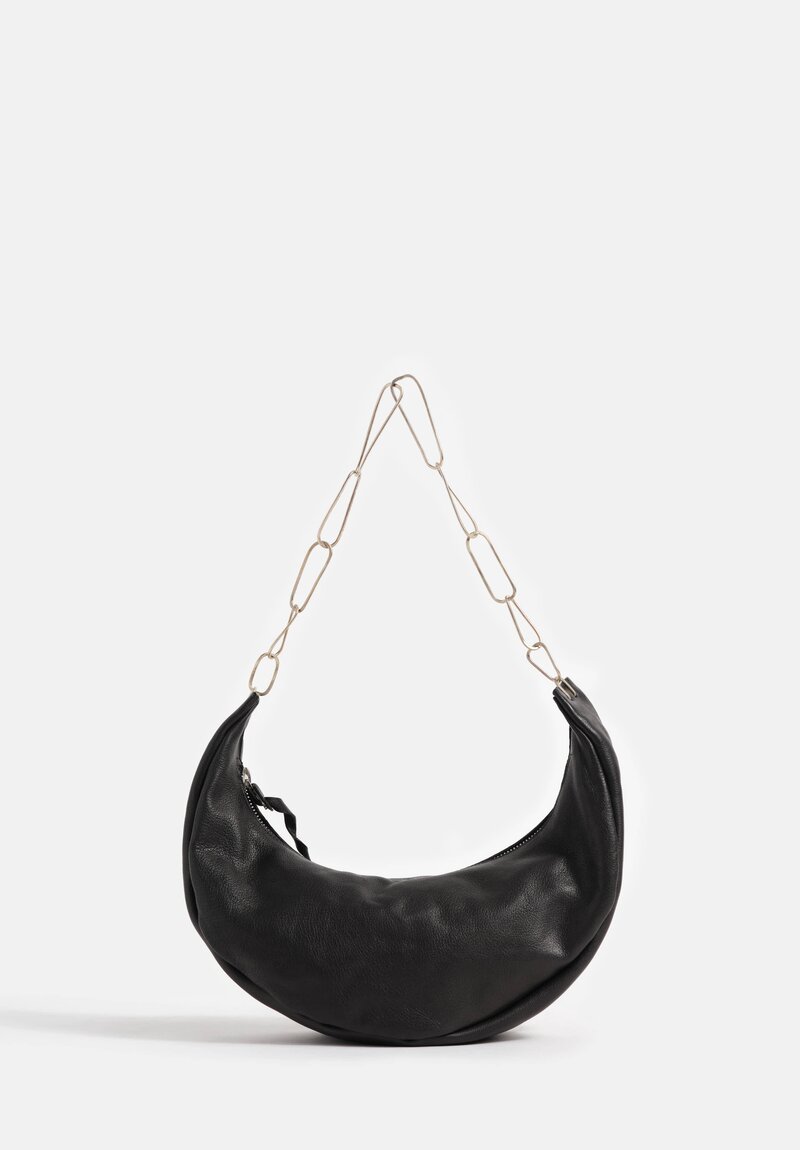 m.a+ Handmade Chain & Leather Crescent Bag in Black