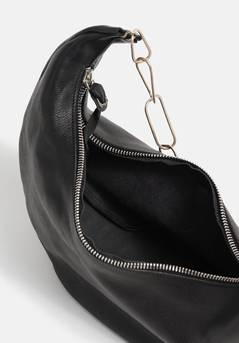 m.a+ Handmade Chain & Leather Crescent Bag in Black