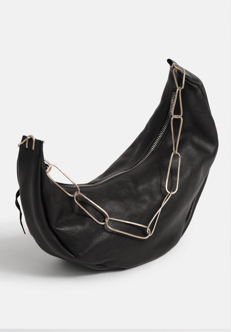 m.a+ Handmade Chain & Leather Crescent Bag in Black