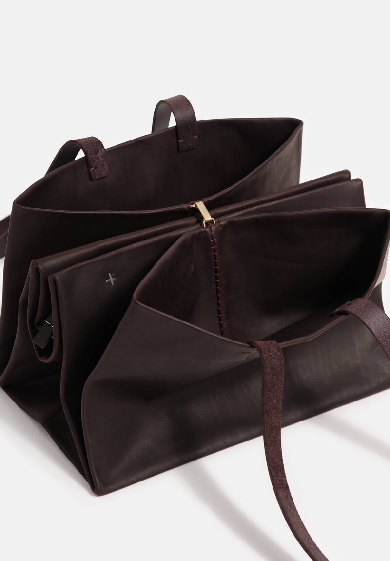m.a+ Handmade Leather PHI Φ Envelope Bag in Aubergine Brown