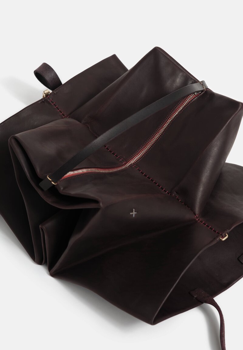 m.a+ Handmade Leather PHI Φ Envelope Bag in Aubergine Brown