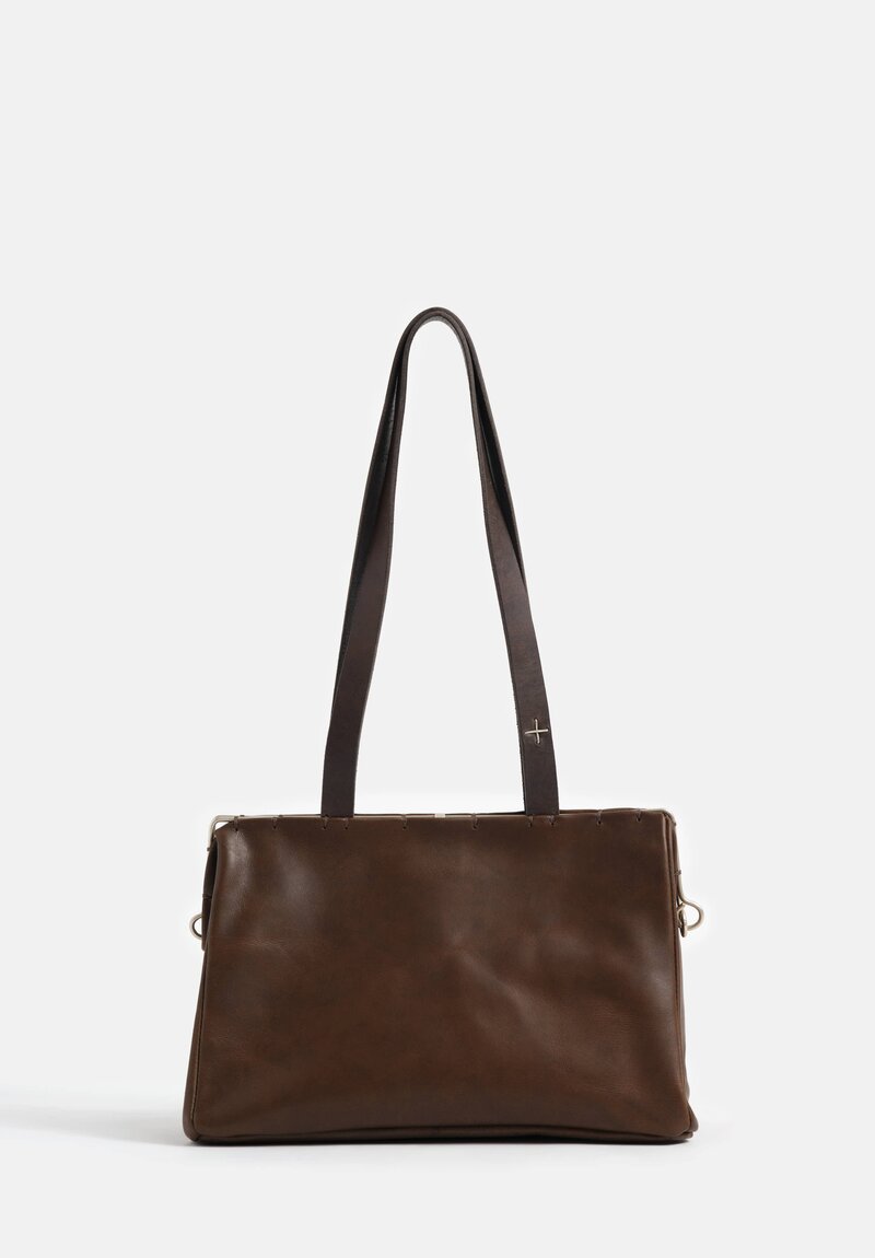 m.a+ Smooth Buffalo Leather & Silver Frame Small Pochette Bag in Military Green