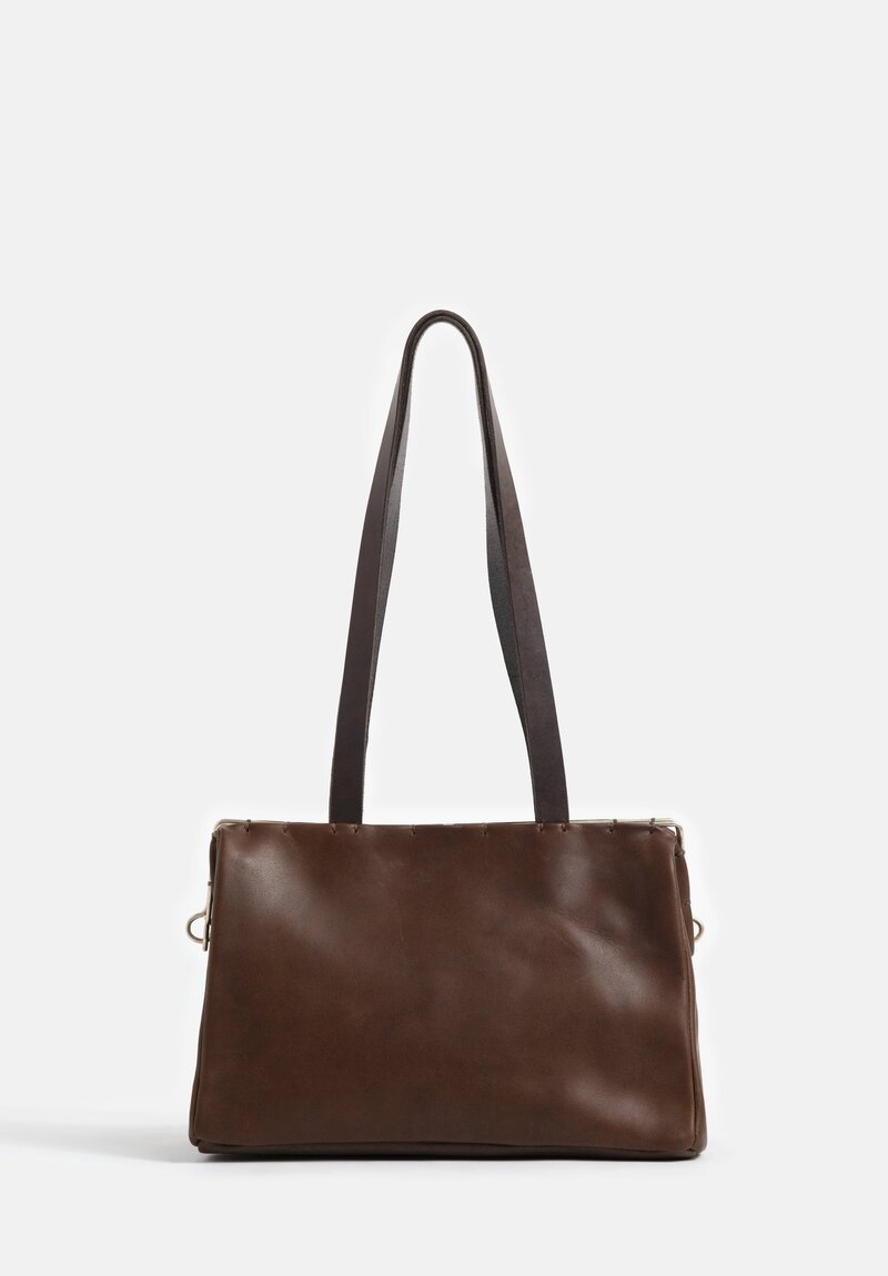 m.a+ Smooth Buffalo Leather & Silver Frame Small Pochette Bag in Military Green
