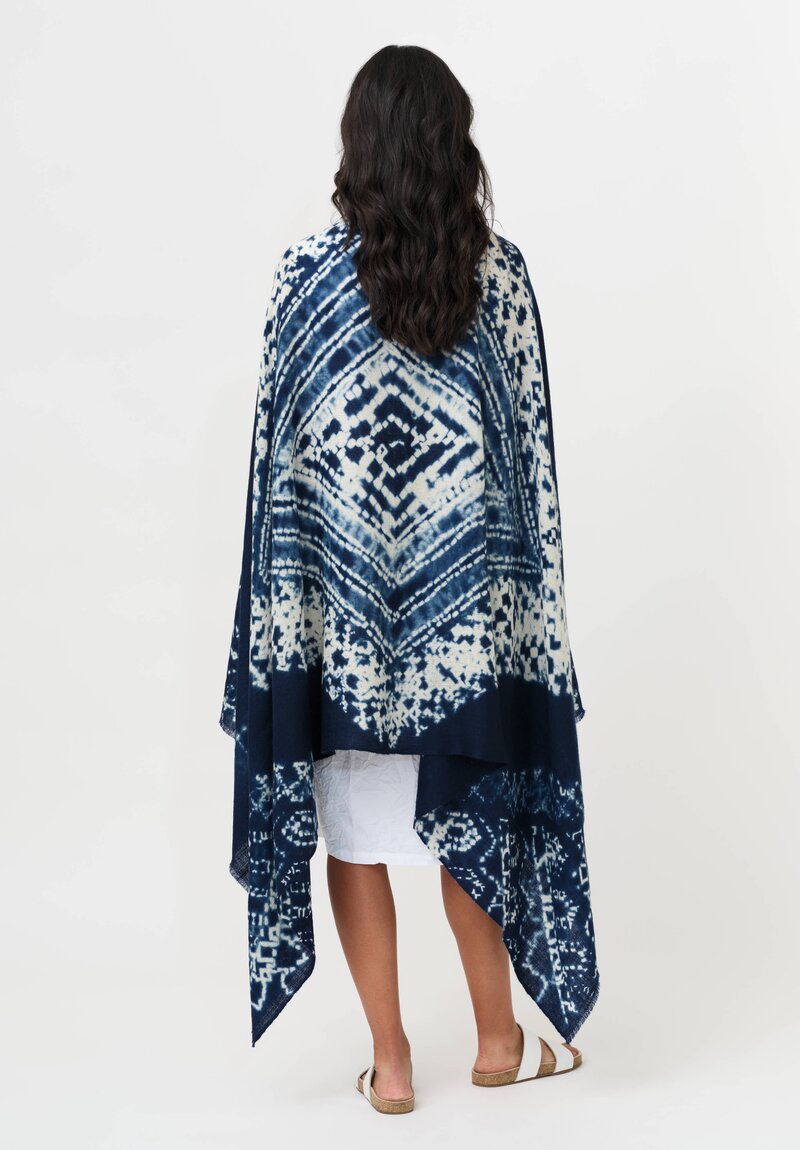 I Pezzi Dipinti Shibori Dyed Ziggurat Shamina Indigo Navy + White