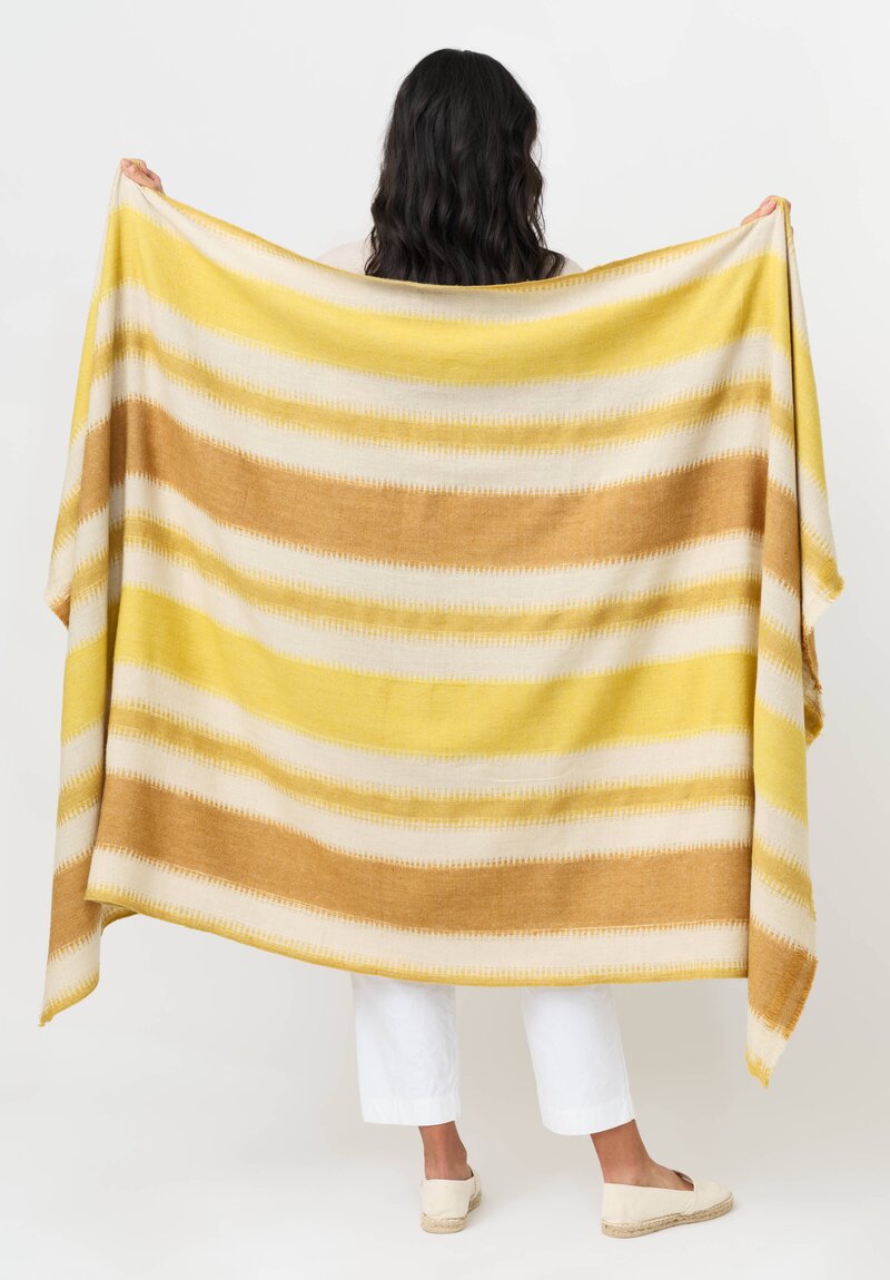 I Pezzi Dipinti Cashmere Baldan Striped Shawl Yellow + Natural