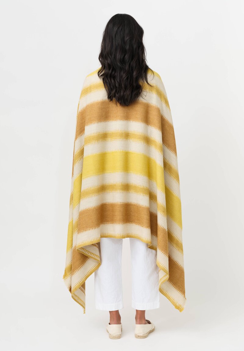 I Pezzi Dipinti Cashmere Baldan Striped Shawl Yellow + Natural