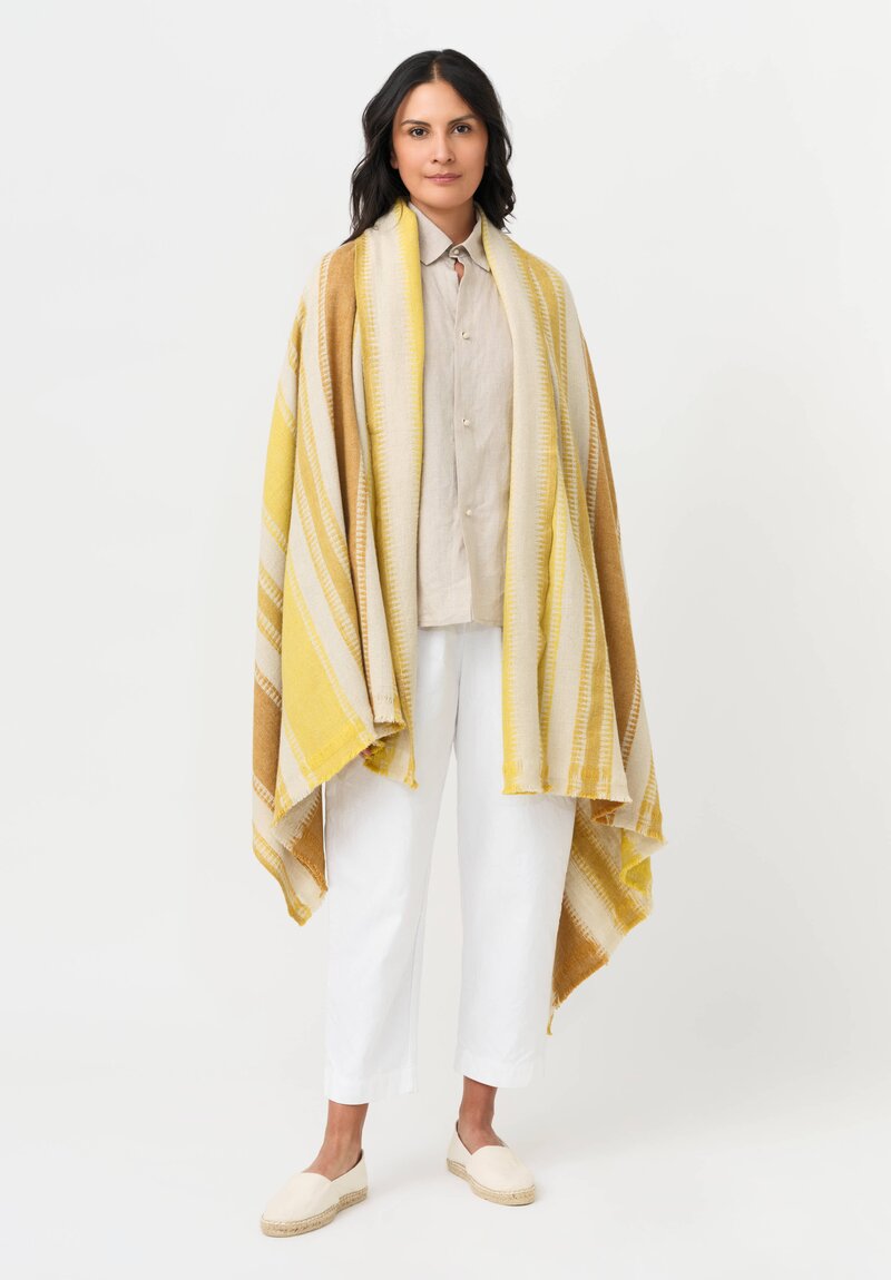 I Pezzi Dipinti Cashmere Baldan Striped Shawl Yellow + Natural