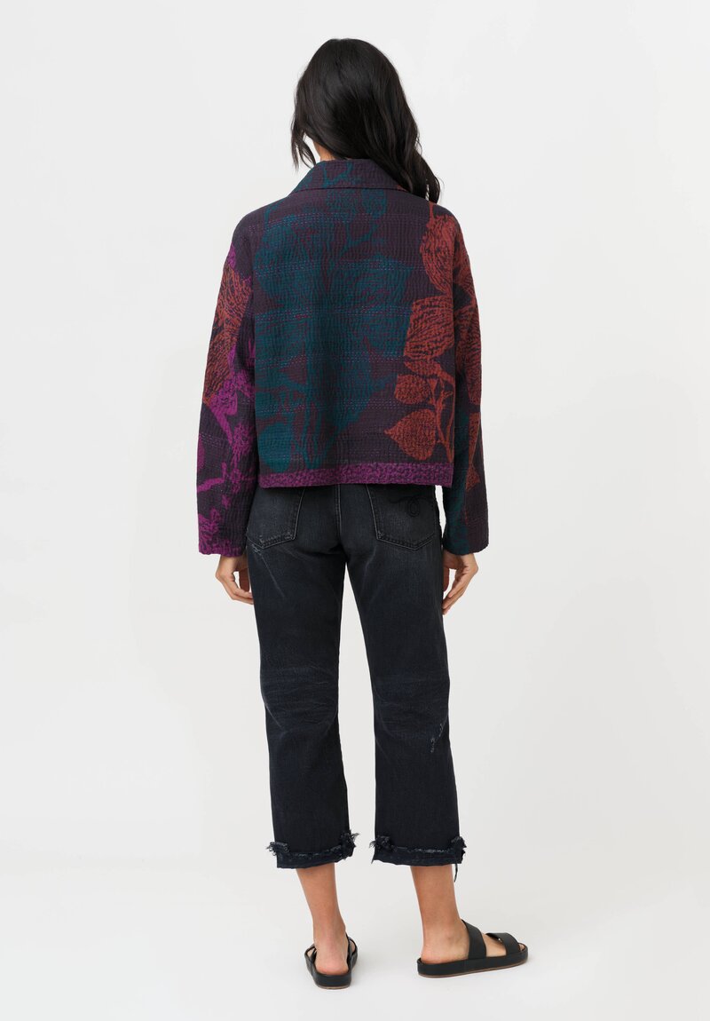 Mieko Mintz Night Flowers Kantha Lapeled Short Jacket