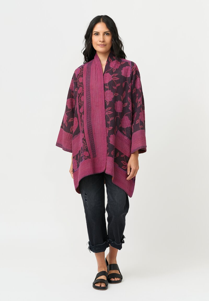 Mieko Mintz Cotton A-Line Jacket in Pink & Plum