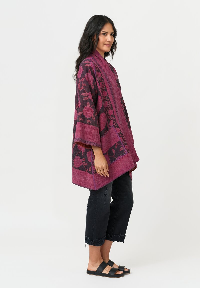 Mieko Mintz Cotton A-Line Jacket in Pink & Plum