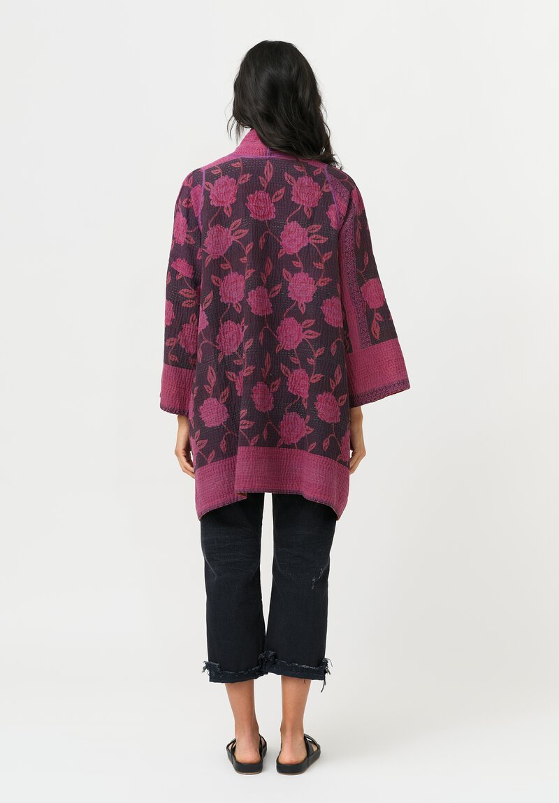 Mieko Mintz Cotton A-Line Jacket in Pink & Plum