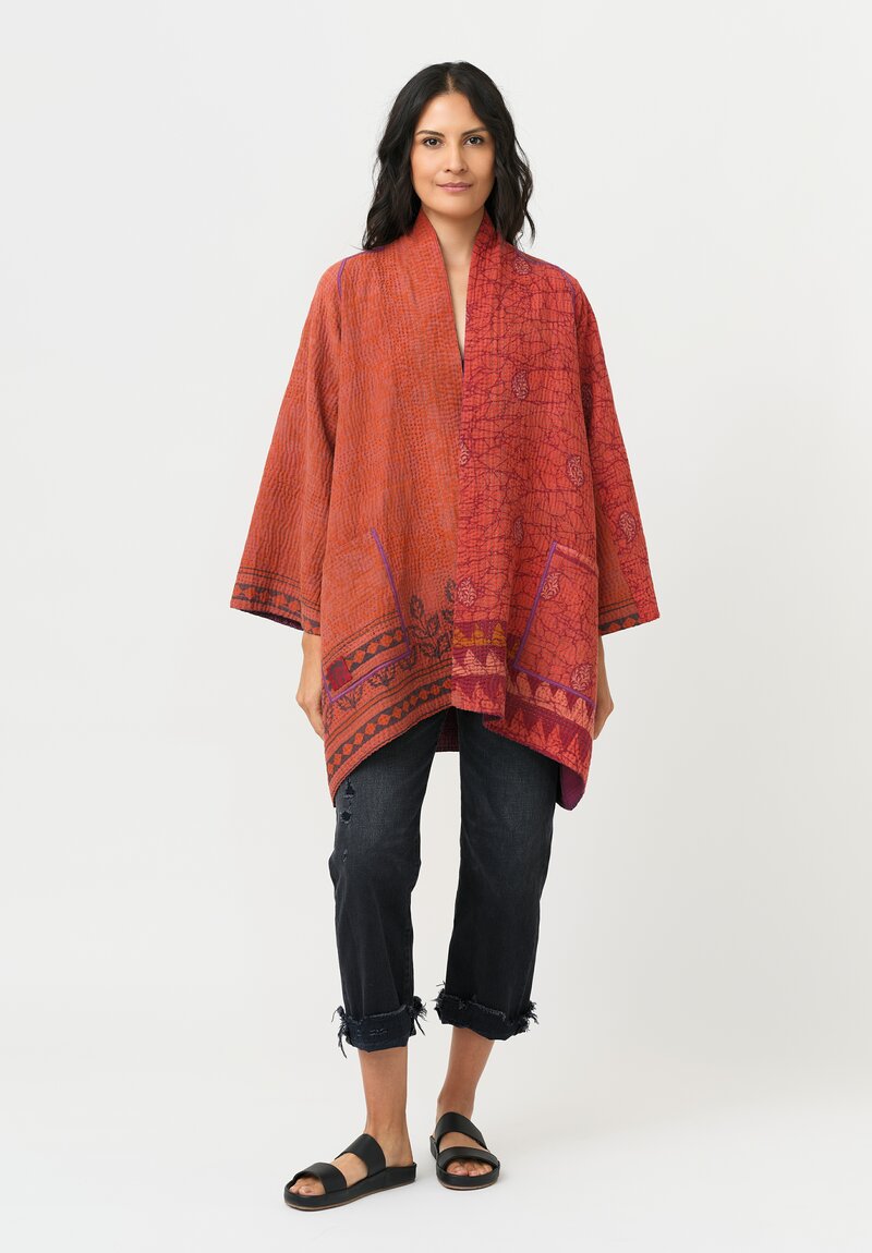 Mieko Mintz Cotton A-Line Jacket in Pink & Plum