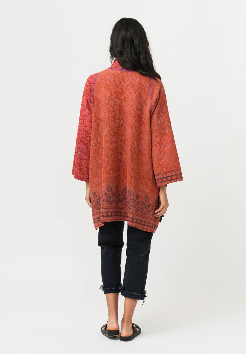 Mieko Mintz Cotton A-Line Jacket in Pink & Plum