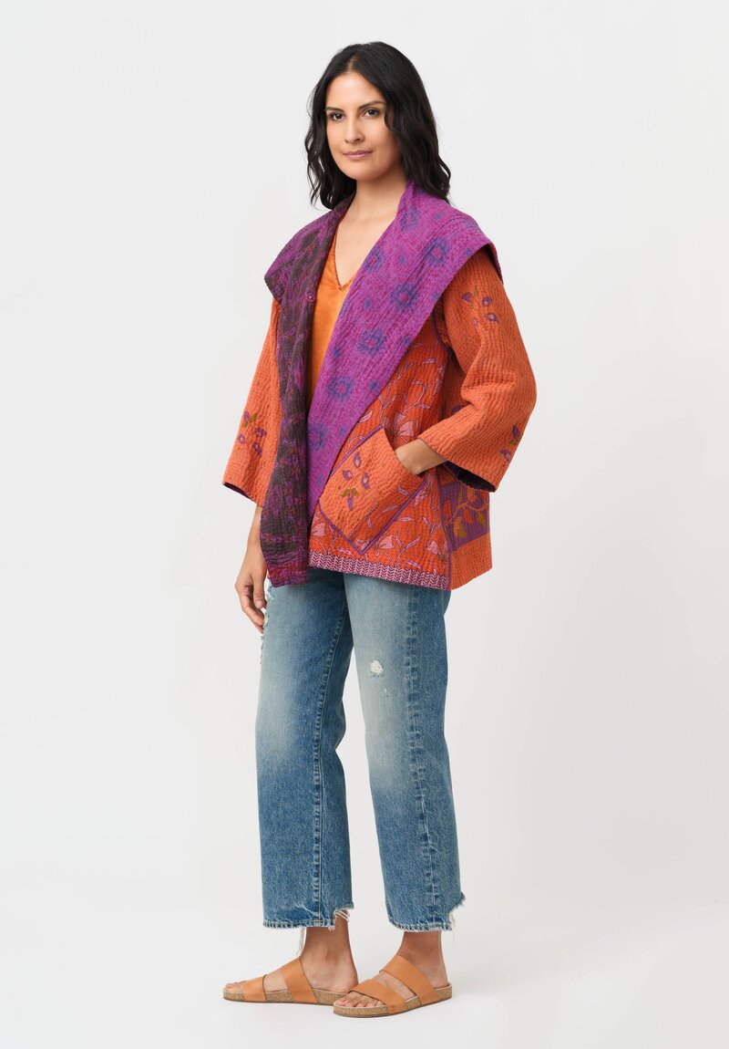 Mieko Mintz Overdyed Cotton Kantha Flare Jacket