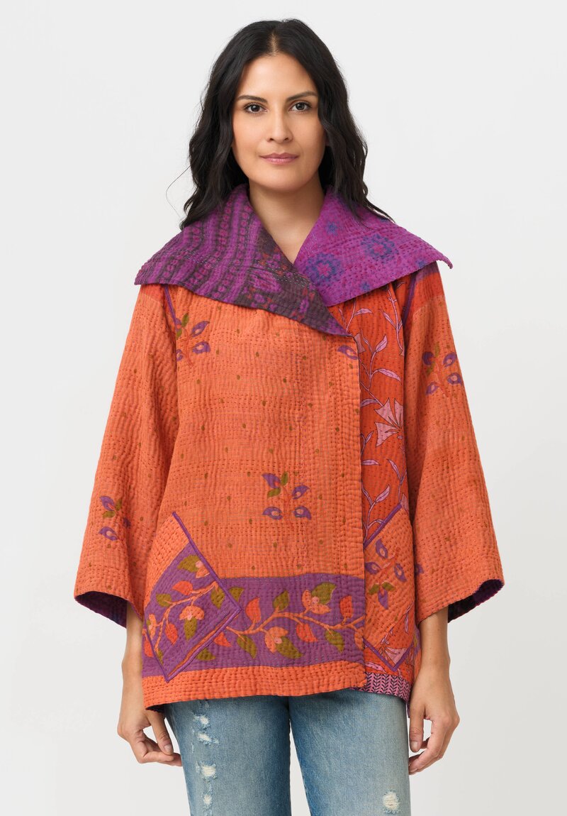 Mieko Mintz Overdyed Cotton Kantha Flare Jacket