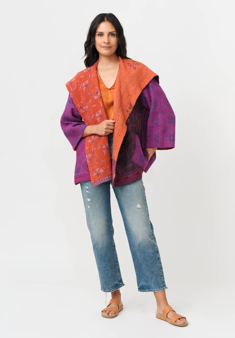 Mieko Mintz Overdyed Cotton Kantha Flare Jacket