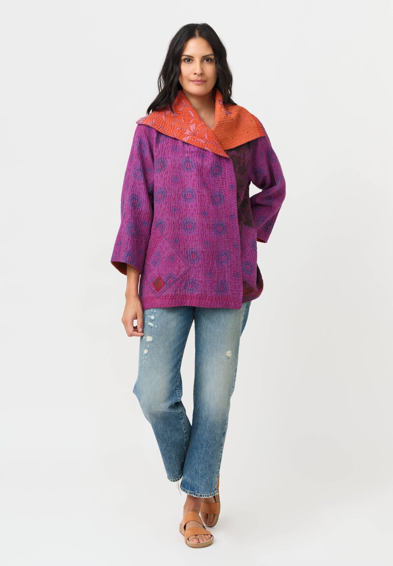 Mieko Mintz Overdyed Cotton Kantha Flare Jacket
