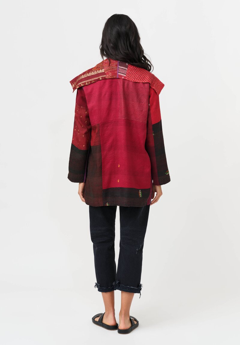Mieko Mintz Vintage Silk Jacket in Red, Black & Coral
