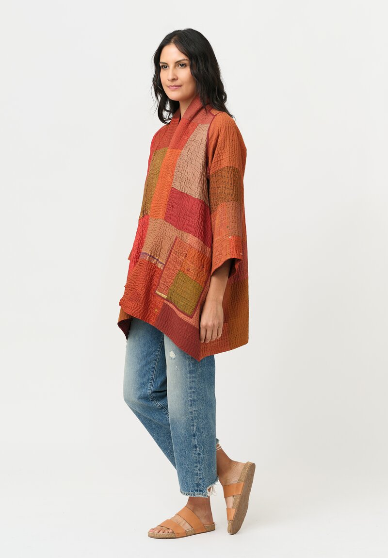 Mieko Mintz Cotton/ SIlk 4-Layer Brocade Patch A-Line Jacket