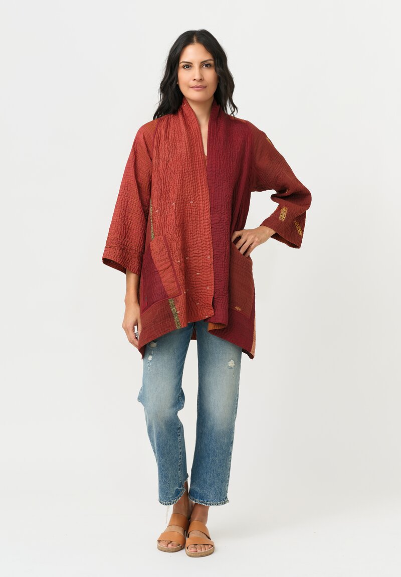 Mieko Mintz Cotton/ SIlk 4-Layer Brocade Patch A-Line Jacket