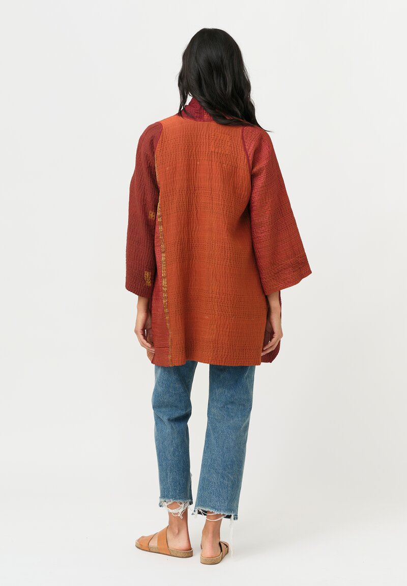 Mieko Mintz Cotton/ SIlk 4-Layer Brocade Patch A-Line Jacket