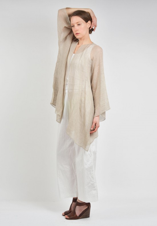 Shi Linen Gauze Long Cardigan in Beige