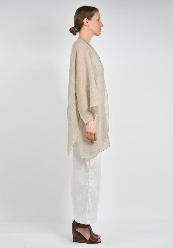 Shi Linen Gauze Long Cardigan in Beige Santa Fe Dry Goods .