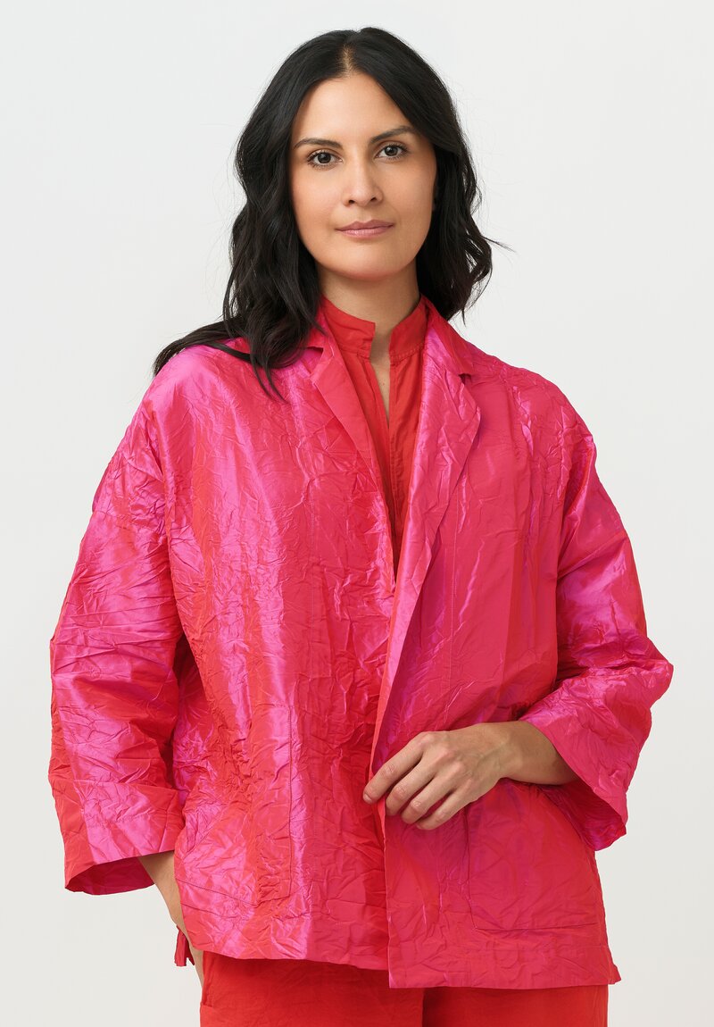 	Daniela Gregis Washed Silk Open Front Gladiolo Bianco Jacket