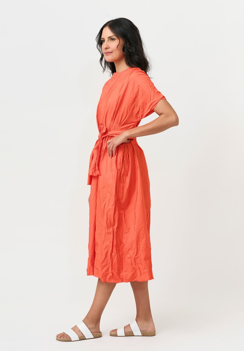 Daniela Gregis Washed Cotton Side Gathered Abito Pesca Dress