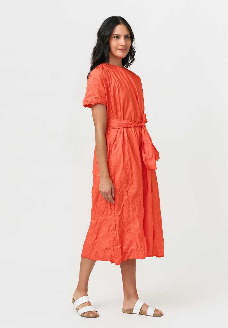 Daniela Gregis Washed Cotton Side Gathered Abito Pesca Dress