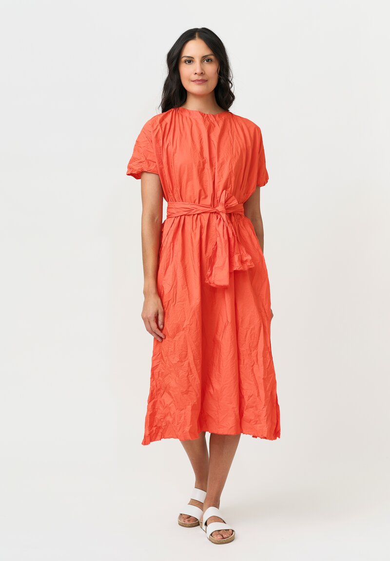 Daniela Gregis Washed Cotton Side Gathered Abito Pesca Dress