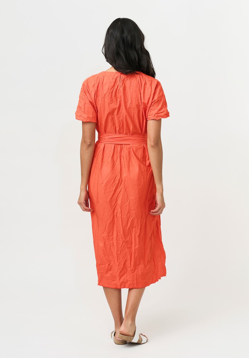 Daniela Gregis Washed Cotton Side Gathered Abito Pesca Dress