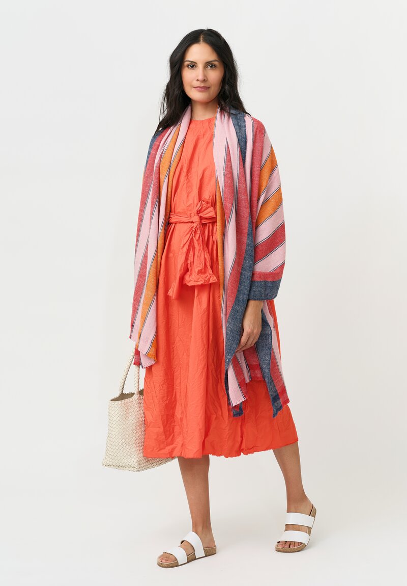 Daniela Gregis Washed Cotton Side Gathered Abito Pesca Dress