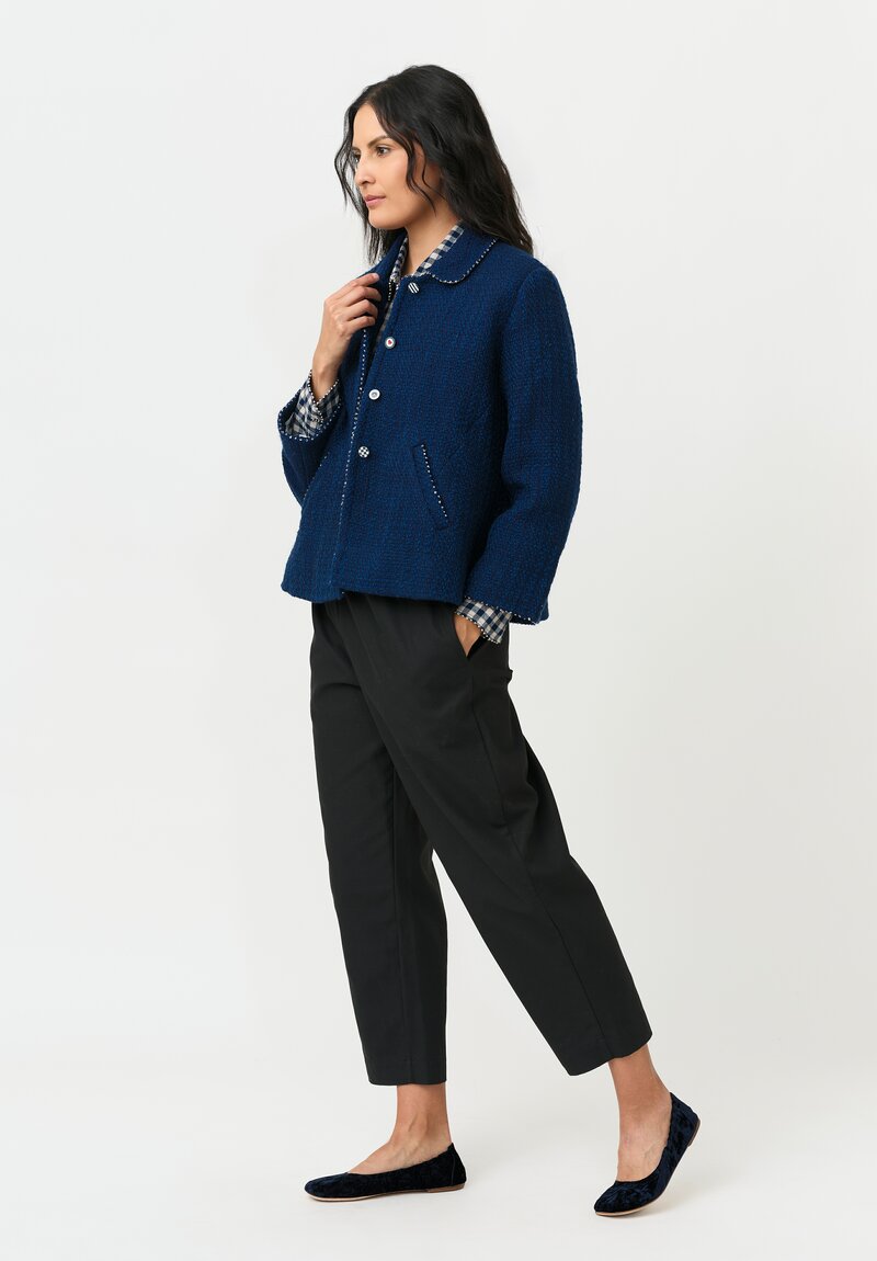 Péro A-Line Jacket in Navy Woven Tweed