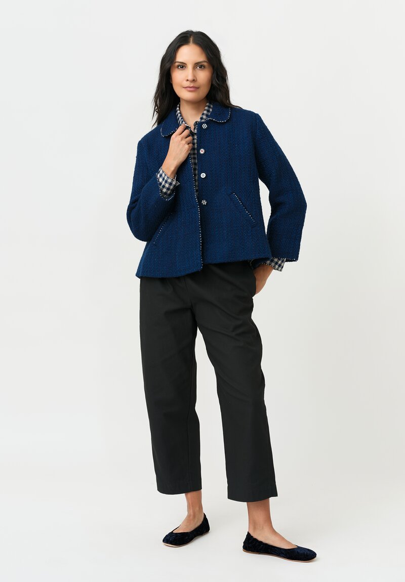 Péro A-Line Jacket in Navy Woven Tweed