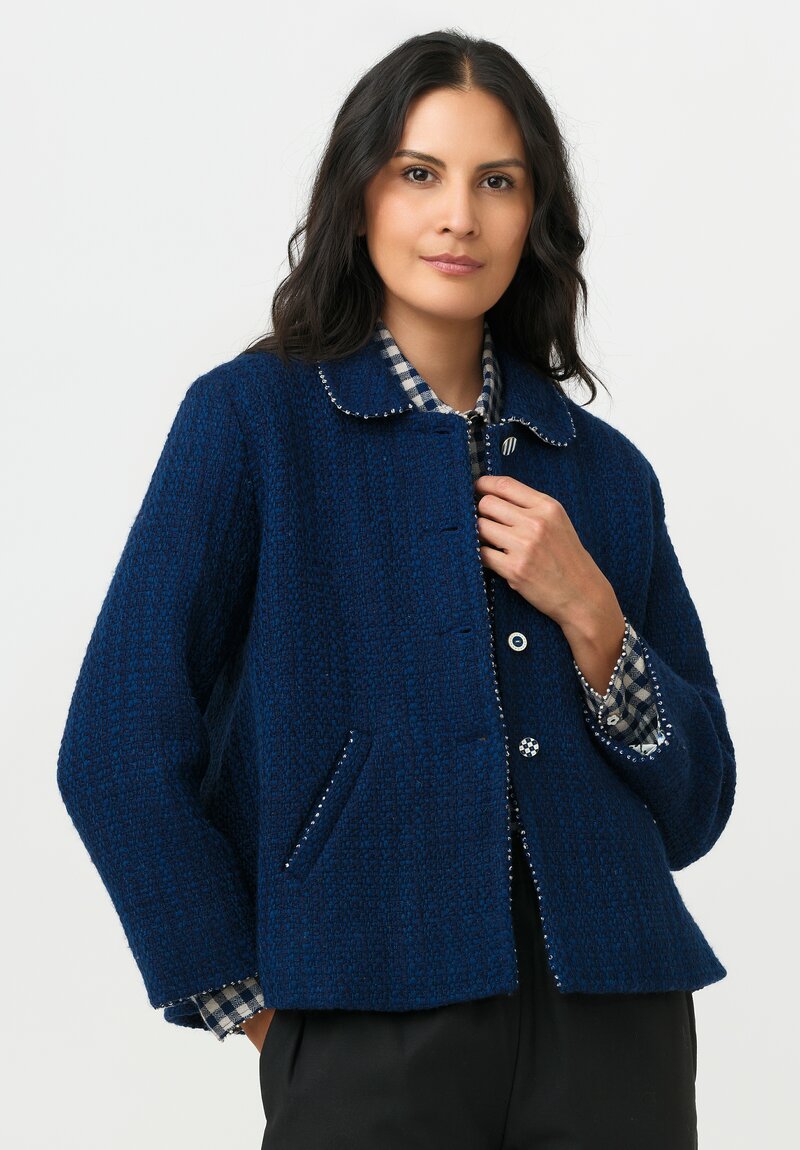 Péro A-Line Jacket in Navy Woven Tweed