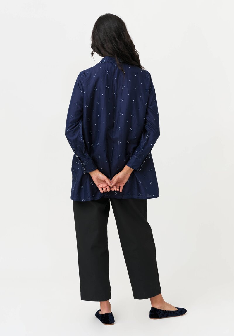 Pero Silk French Knot Edges & Mixed Button Blouse