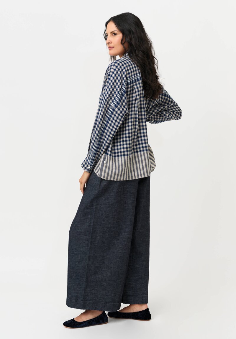 Pero Woven Plaid Shirt With French Knot Trim