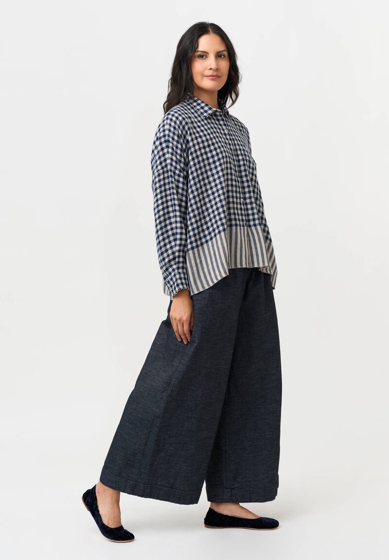 Pero Woven Plaid Shirt With French Knot Trim