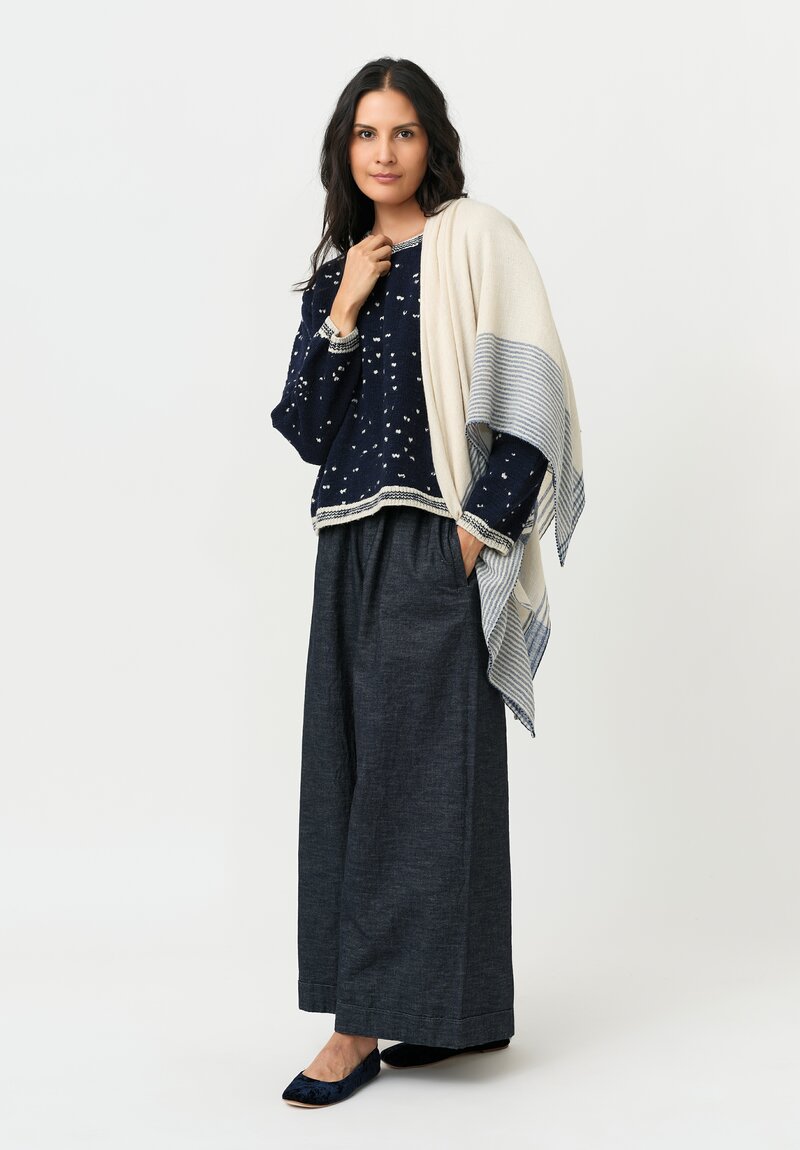 Pero Woven Pashmina Cashmere Scarf With French Knot Edges