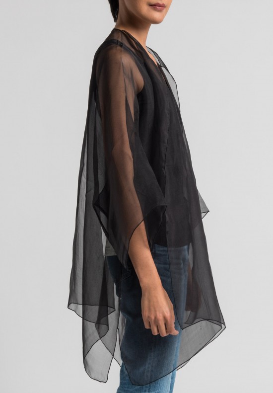 Shi Organza Long Cardigan in Black	