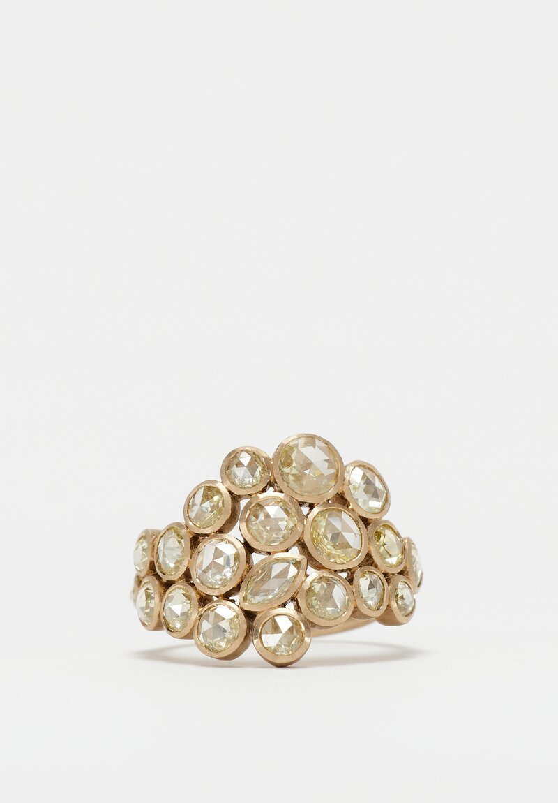 Anaconda Yellow Diamond Cluster & White Gold Explosion Ring