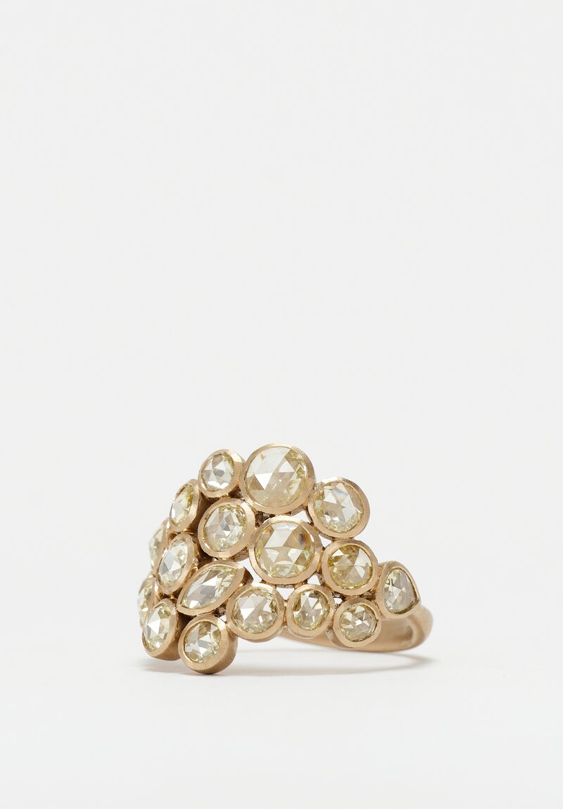 Anaconda Yellow Diamond Cluster & White Gold Explosion Ring