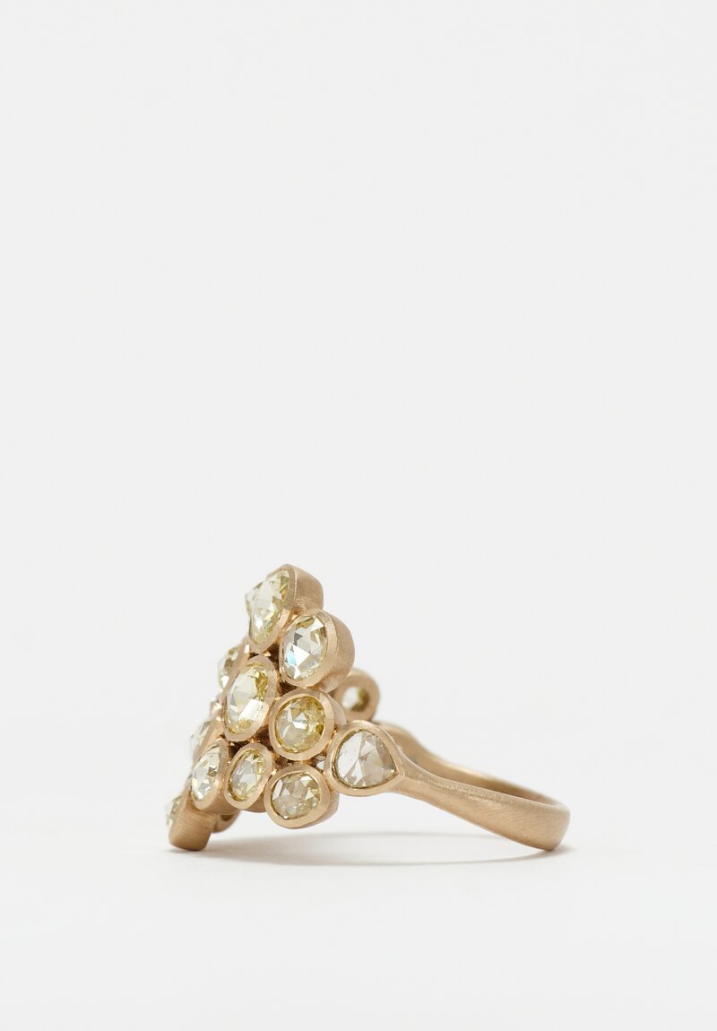 Anaconda Yellow Diamond Cluster & White Gold Explosion Ring